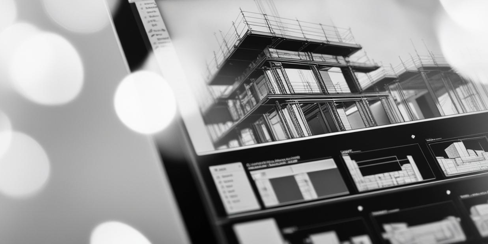 Construction Model, BIM, black and white